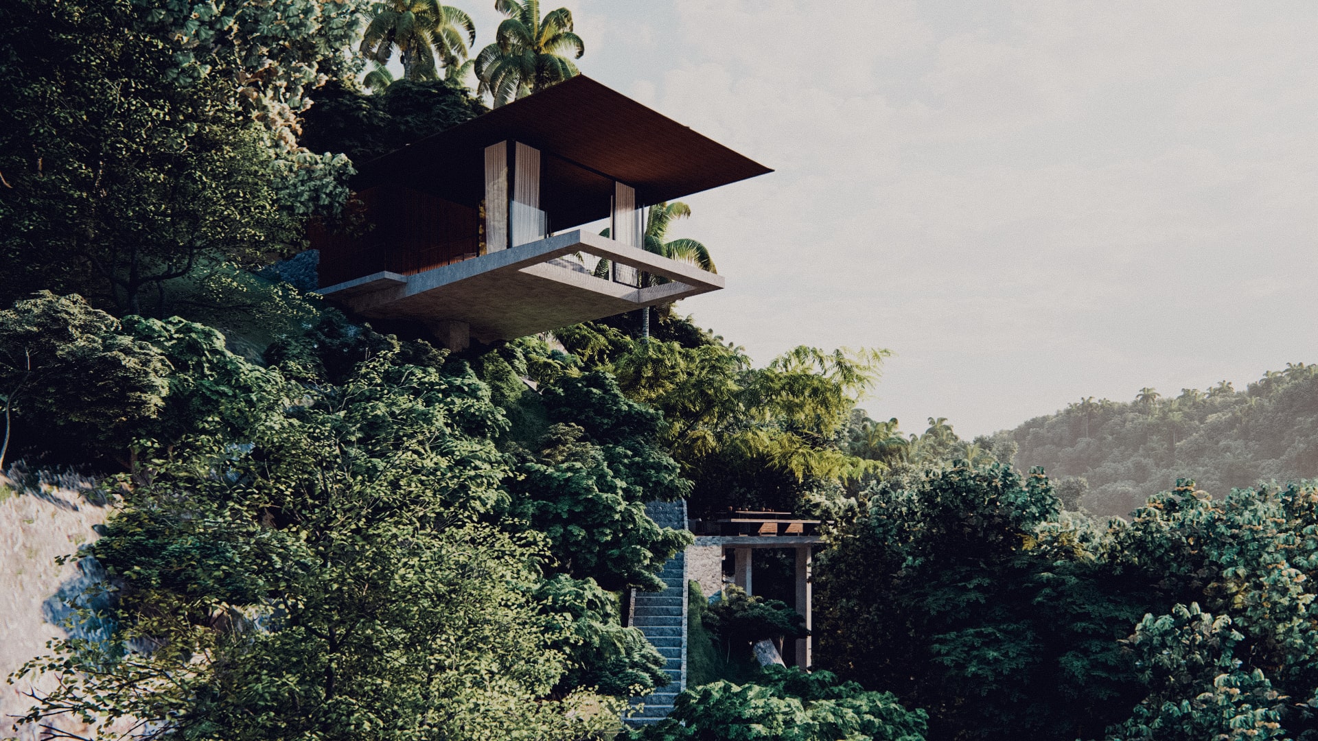 One bedroom pavilion hanging of the cliff in ubud bali